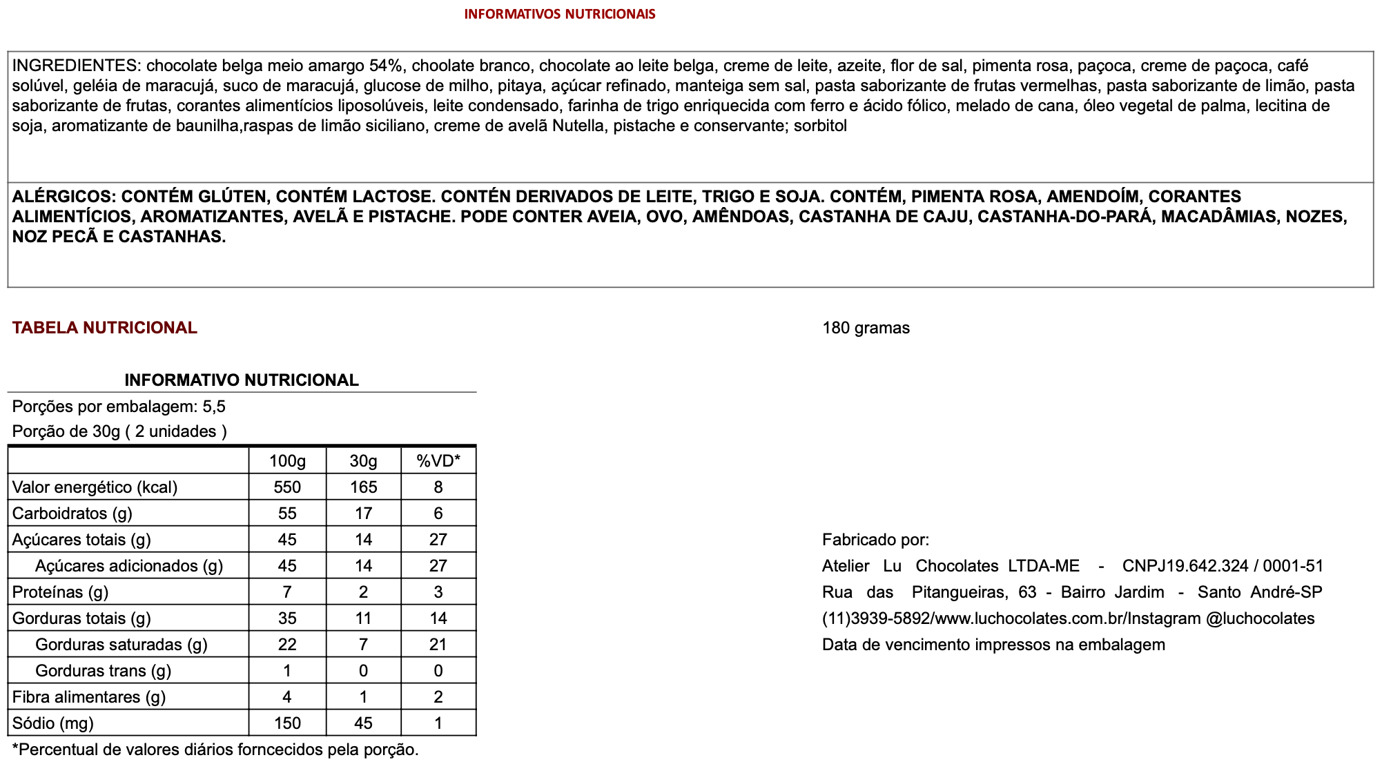 CAIXA DE CHOCOLATE ALPV